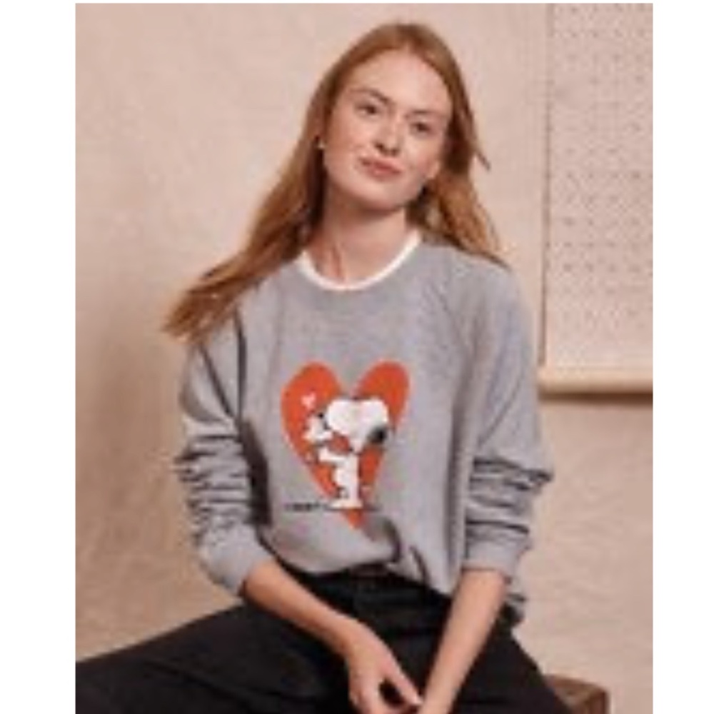 NEW Hanna Anderson Adult Peanuts Valentine's French Terry Sweatshirt Size M